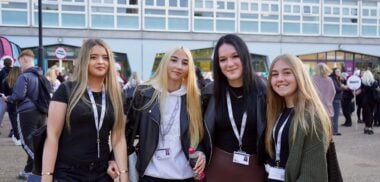students on the campus at hull college