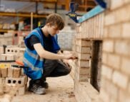 brickwork apprentice at hull college in the construction workshop