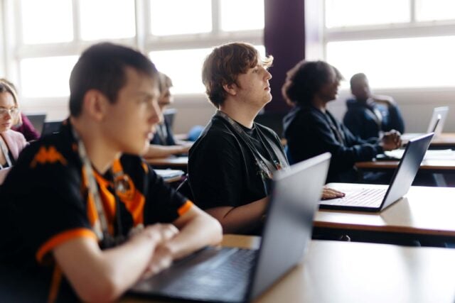 Hull College students studying business course