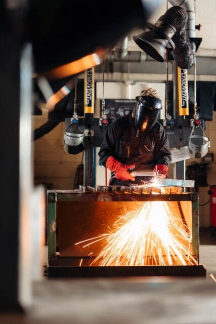 student on welding course at hull college