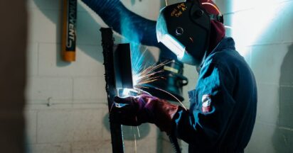 welding student at hull college in workshop