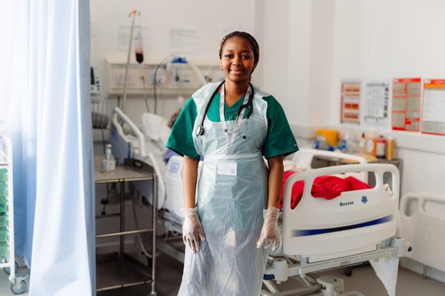 Health student in class