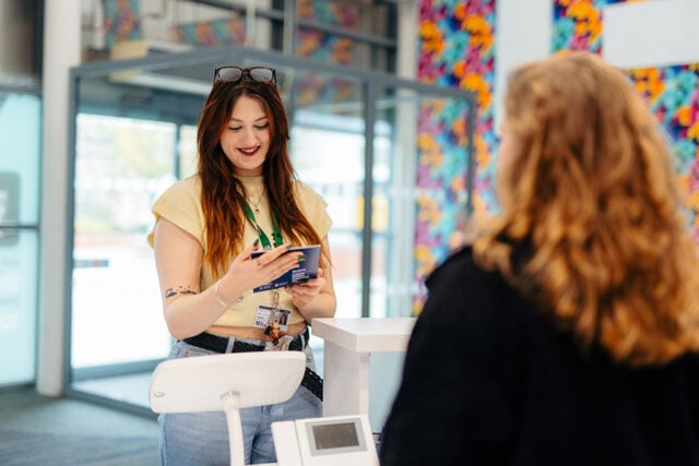 student at hull college reception