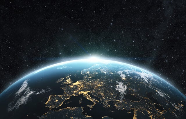 Planet Earth From The Space At Night